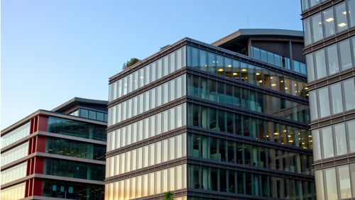 new office building and parking garage serving as headquarters facilit